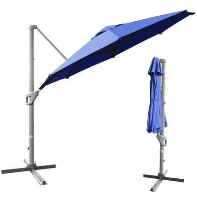 StarWood Rack Home & Garden 11ft Patio Offset Umbrella with 360° Rotation and Tilt System-Navy